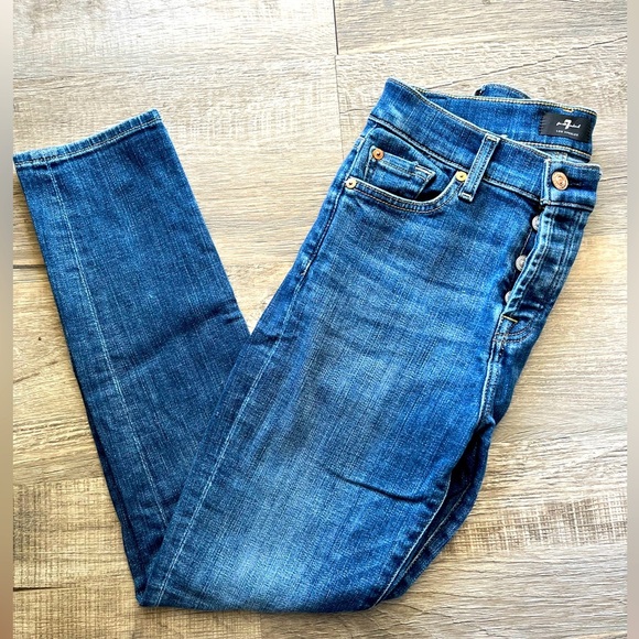 7 for All Mankind Jeans RN 115561 Josefina Blue Jeans Stretch Skinny Size 24 - Picture 1 of 16